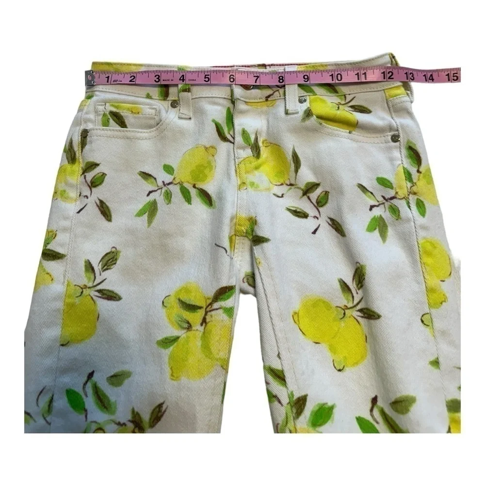 Kate Spade Ankle Length Skinny Jeans With Lemon Print - Size 23 - Picture 9 of 14